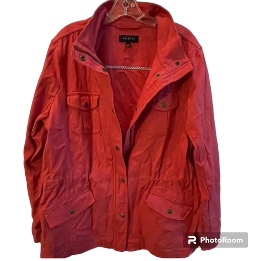 TALBOTS Dark Coral‎ Safari/Utility Jacket Size Large
